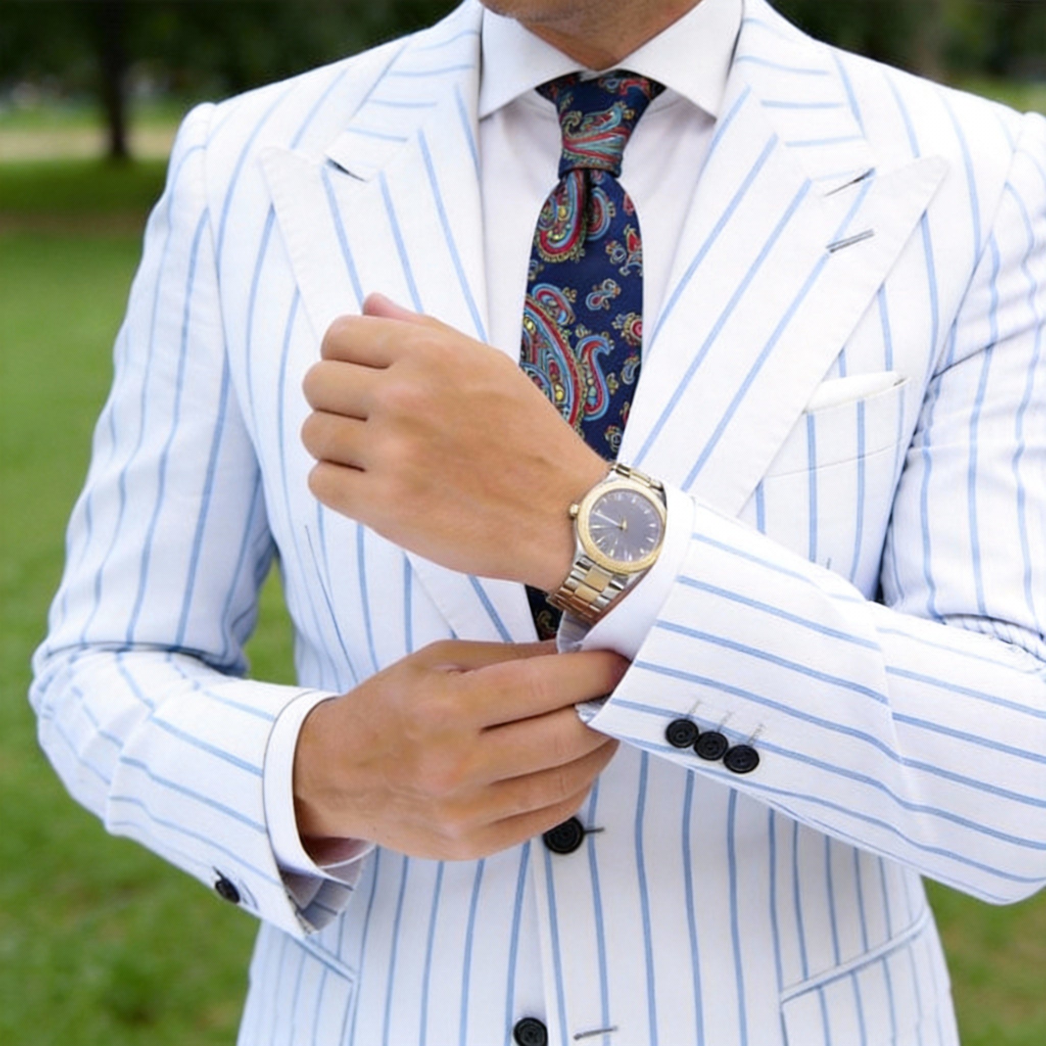 Navy Blue With Red Paisley Necktie
