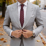 Burgundy With Blue Small Floral Necktie