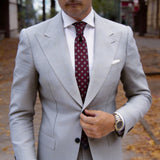 Burgundy With Blue Small Floral Necktie
