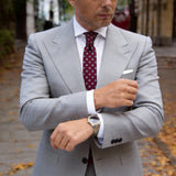 Burgundy With Blue Small Floral Necktie