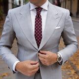 Burgundy With Blue Small Floral Necktie