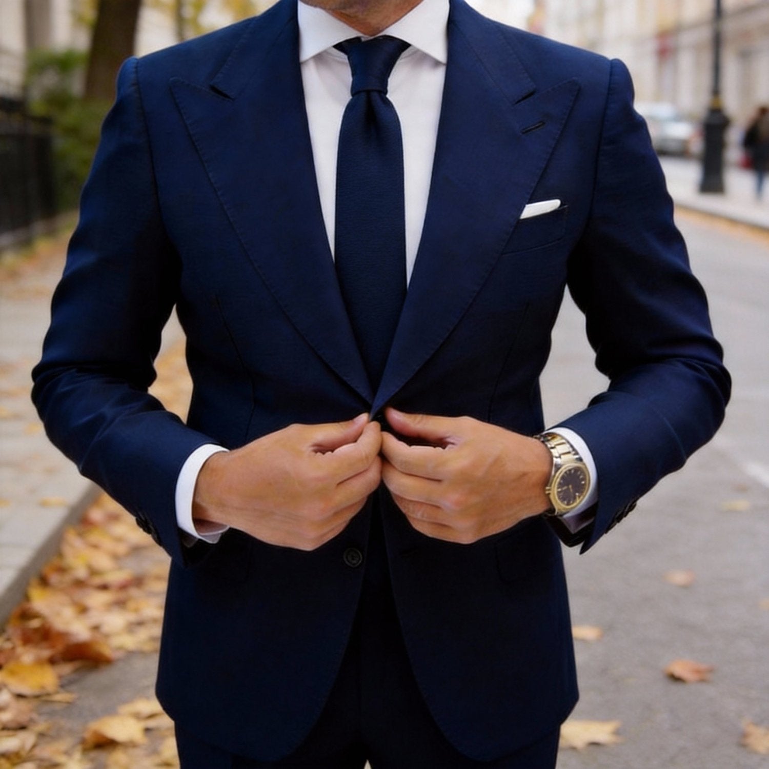 Navy Blue Solid Necktie