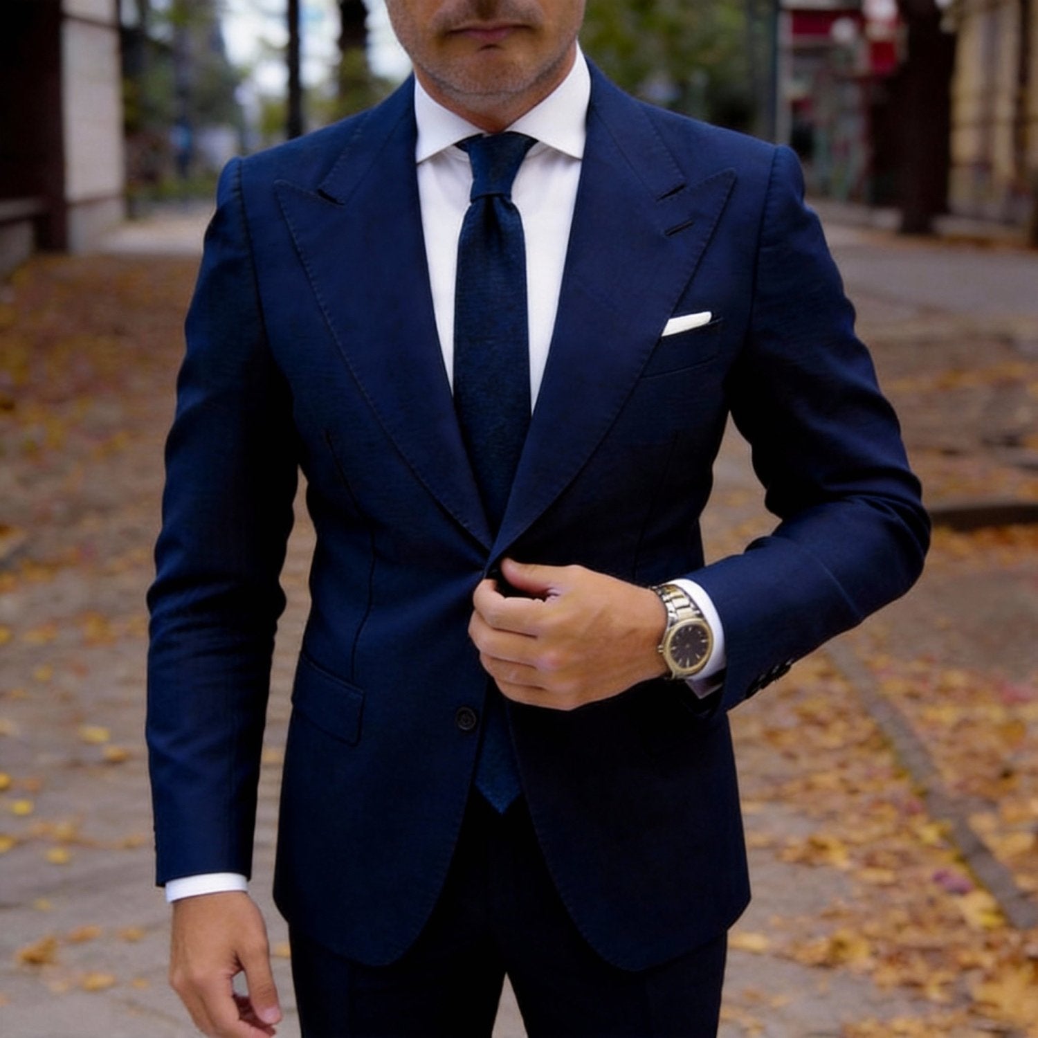 Navy Blue Solid Necktie