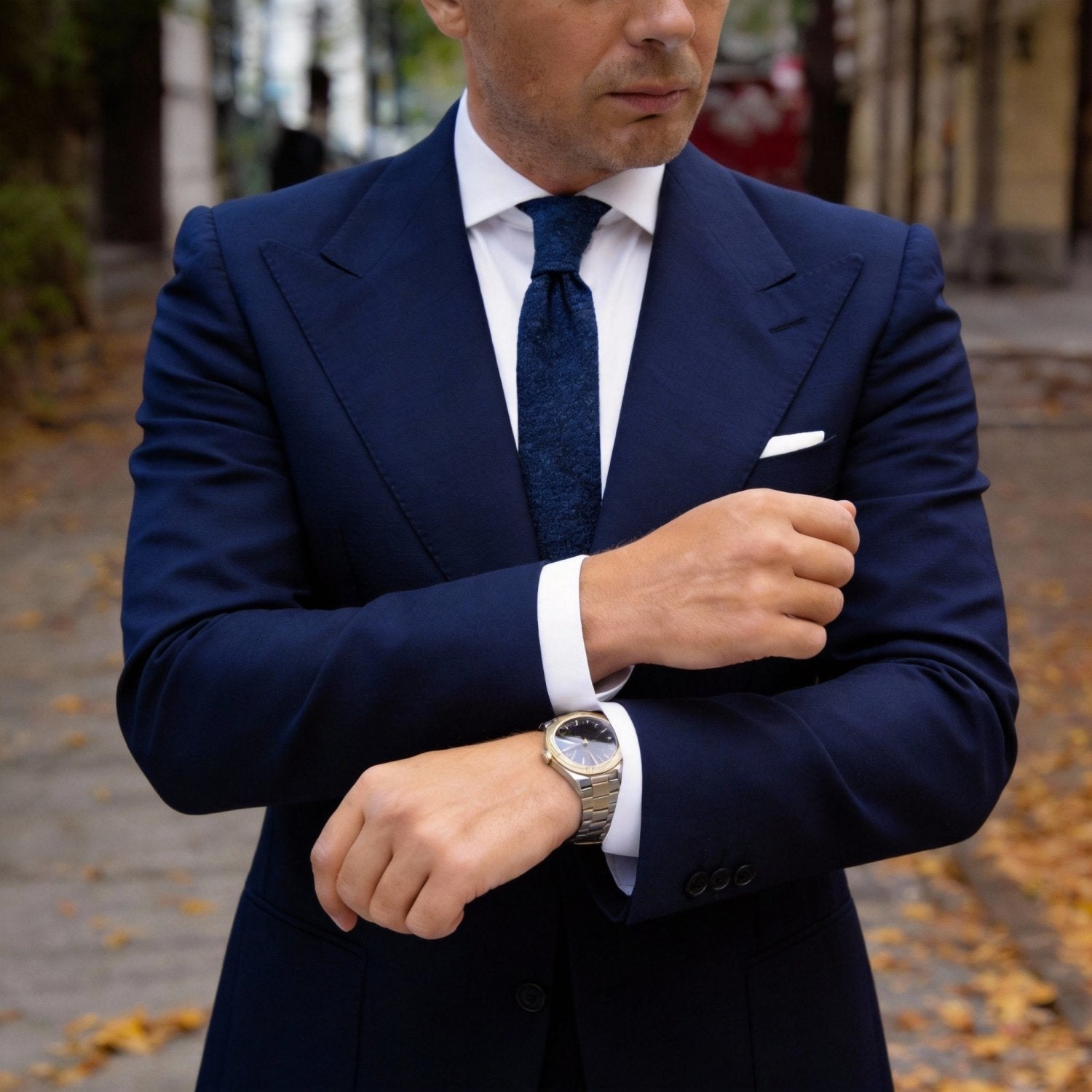 Navy Blue Solid Necktie