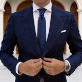Navy Blue White Dotted Necktie