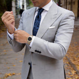 Dark Blue With Light Blue Swirly Scroll Necktie