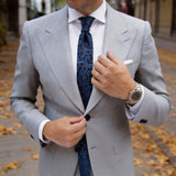 Dark Blue With Light Blue Swirly Scroll Necktie