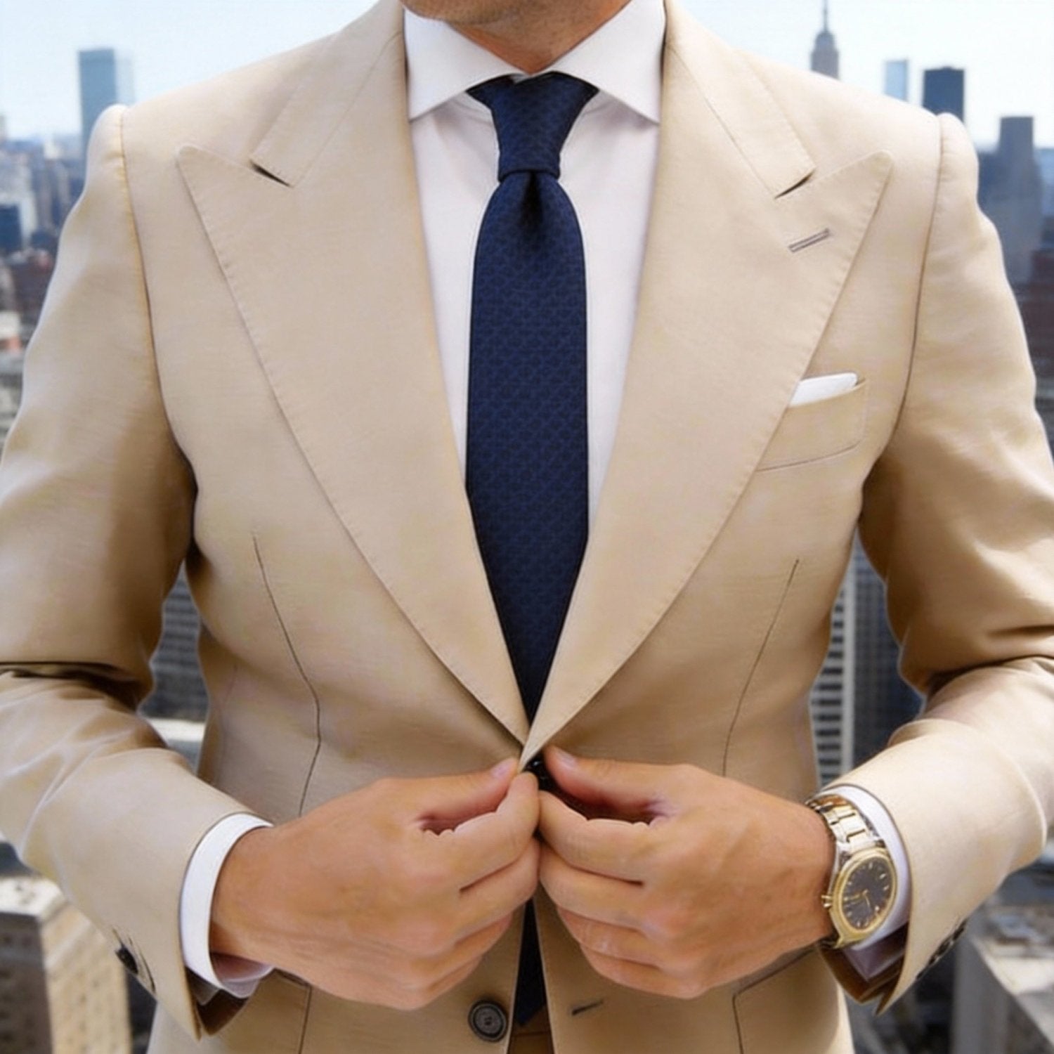Navy Blue With Blue Diamond Grid Necktie