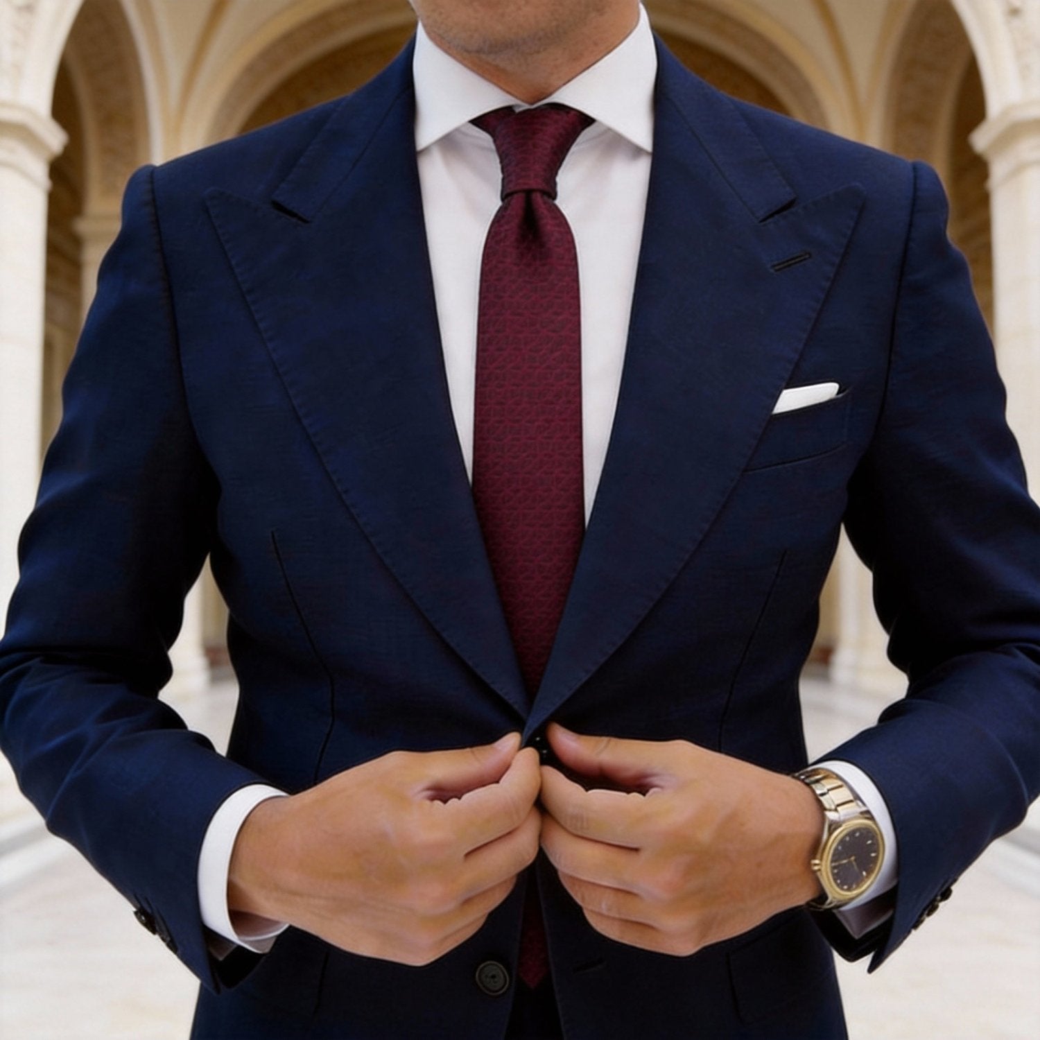 Burgundy with Dark Burgundy Diagonal Grid Necktie
