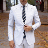 Dark Navy Blue with Gold White Stripes Necktie