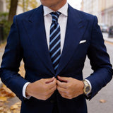 Navy Blue with Light Blue Stripes Necktie
