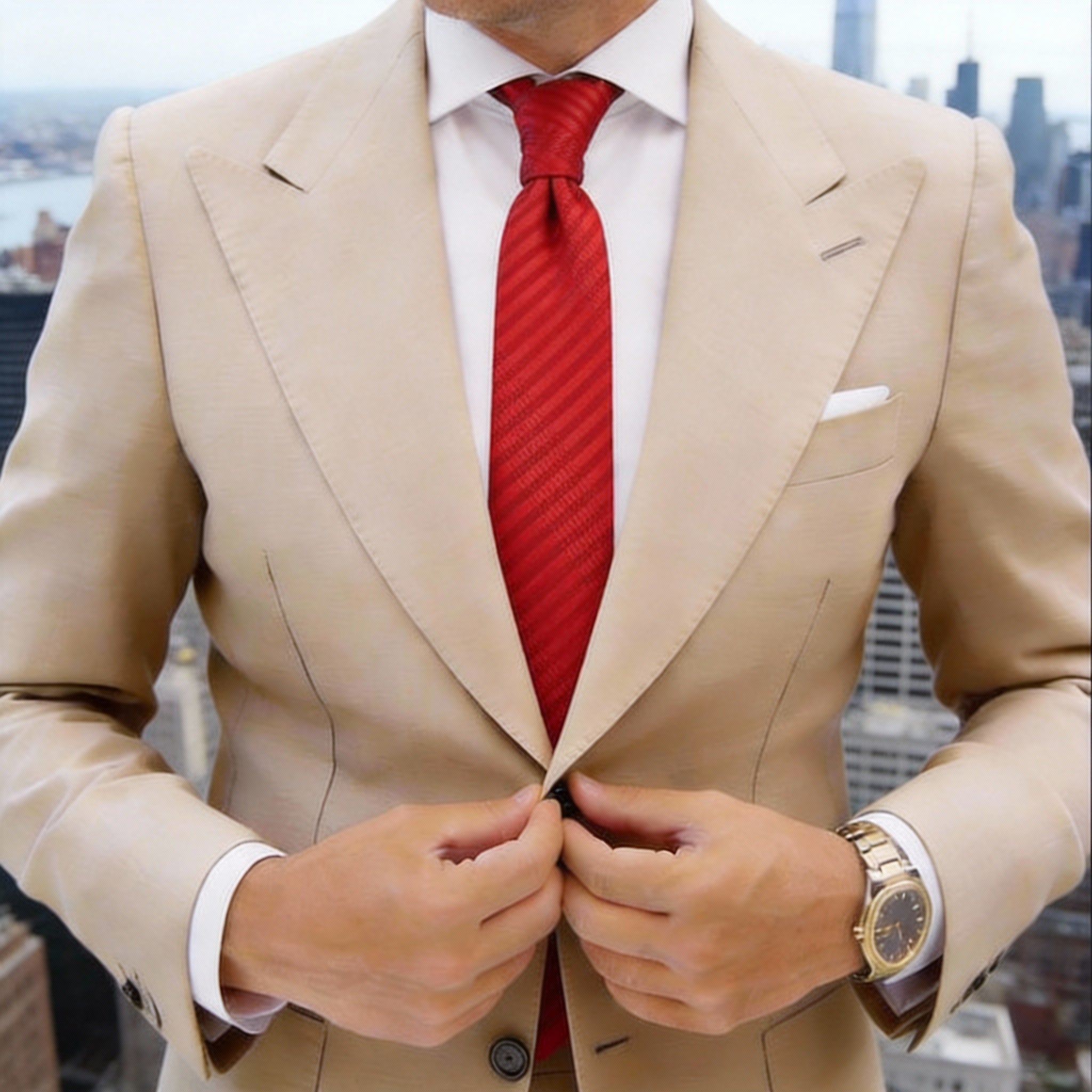 Red With Dark Red Diagonal Stripes Necktie