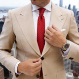 Red With Dark Red Diagonal Stripes Necktie