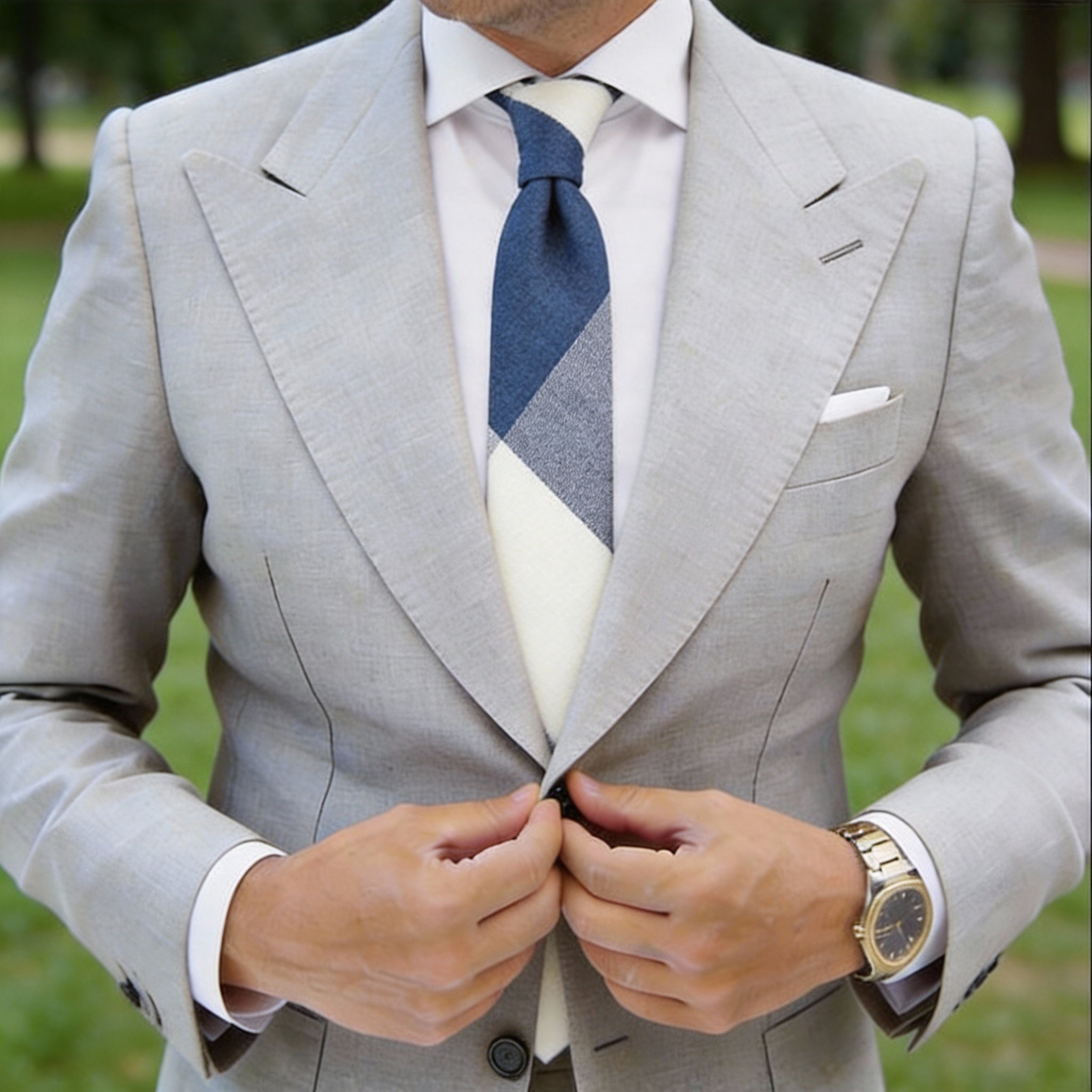 Dark Blue with Multi-color Diagonal Block Necktie