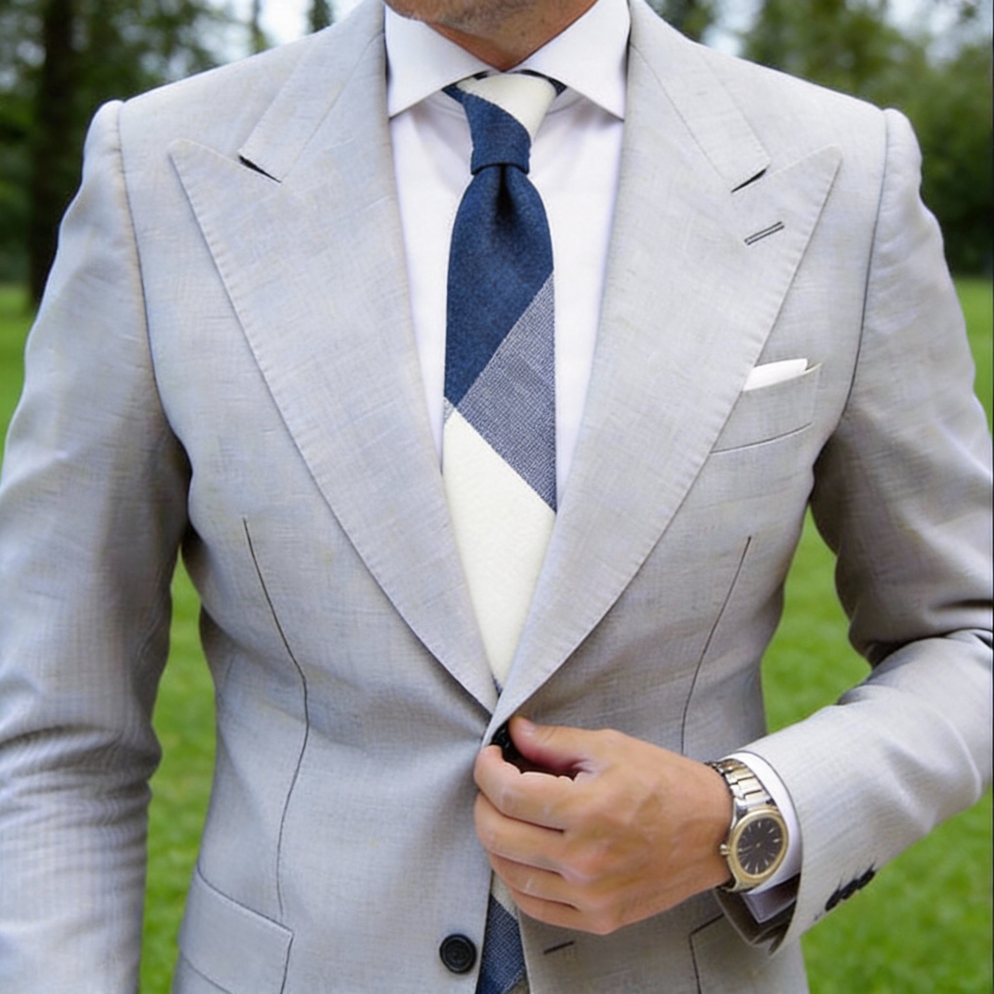 Dark Blue with Multi-color Diagonal Block Necktie