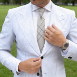 Beige Brown Plaid Necktie