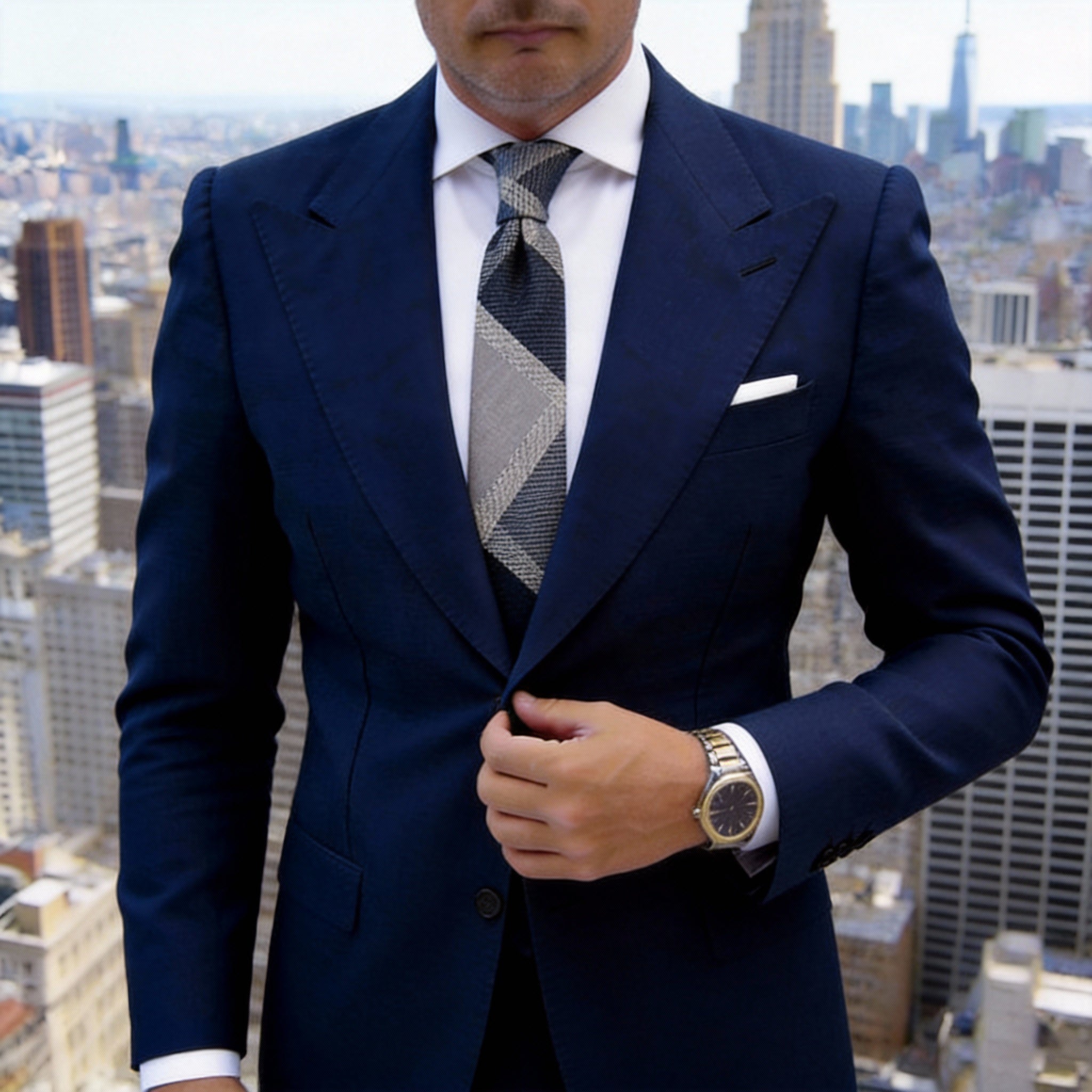 Light Gray With Dark Gray & Black Plaid Necktie