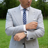 Navy Blue With White Plaid Necktie