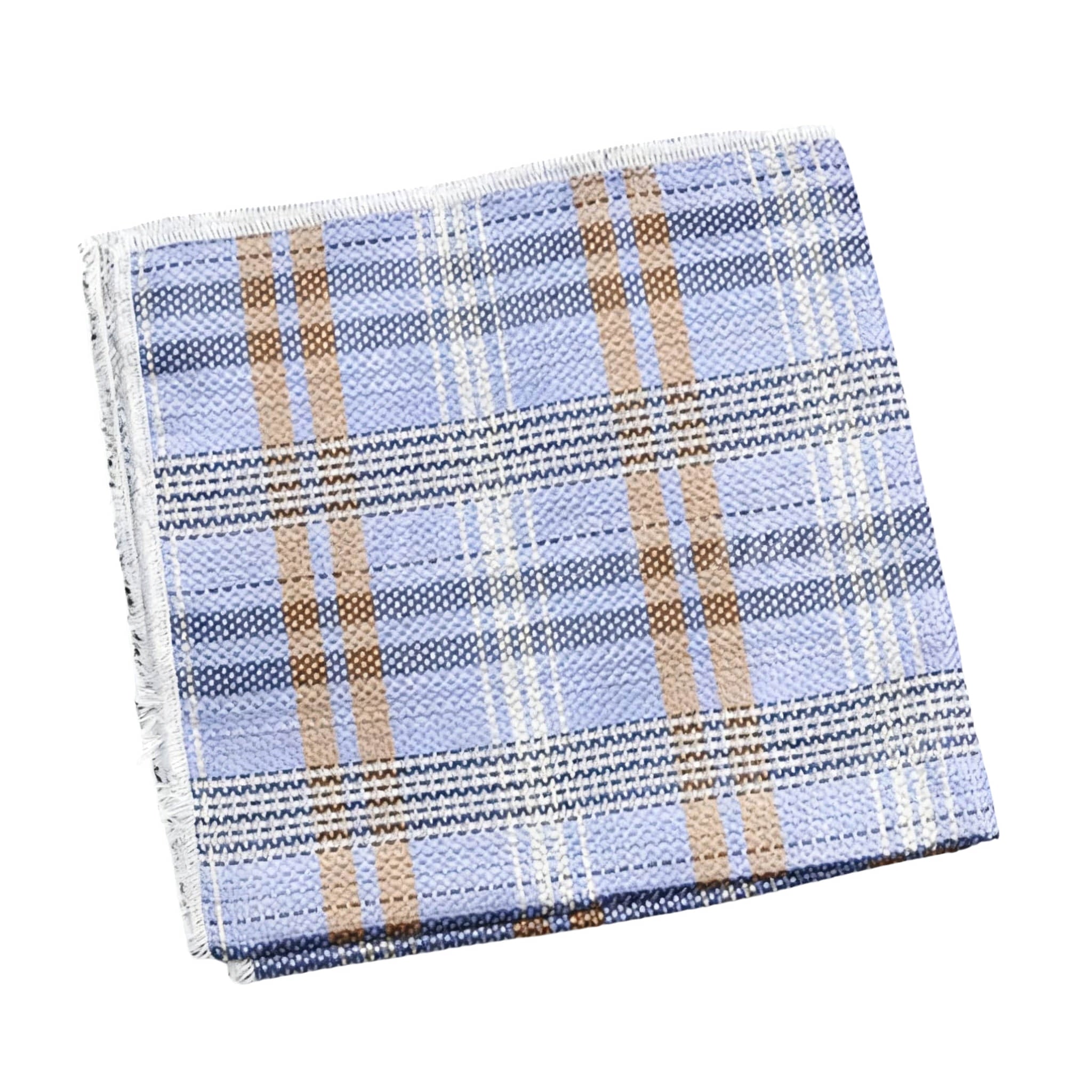Light Blue Brown Plaid Pocket Square