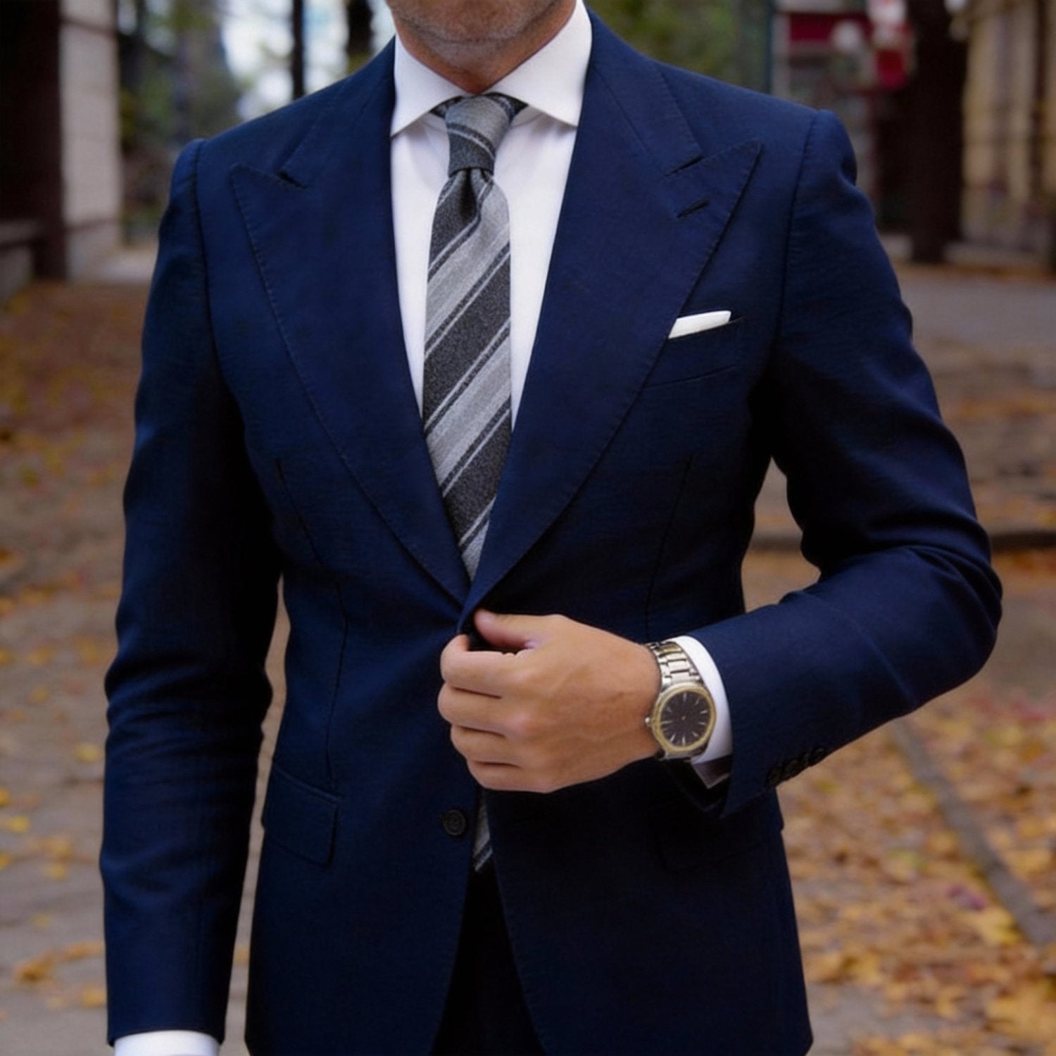 Light Gray with Dark Gray Stripes Necktie