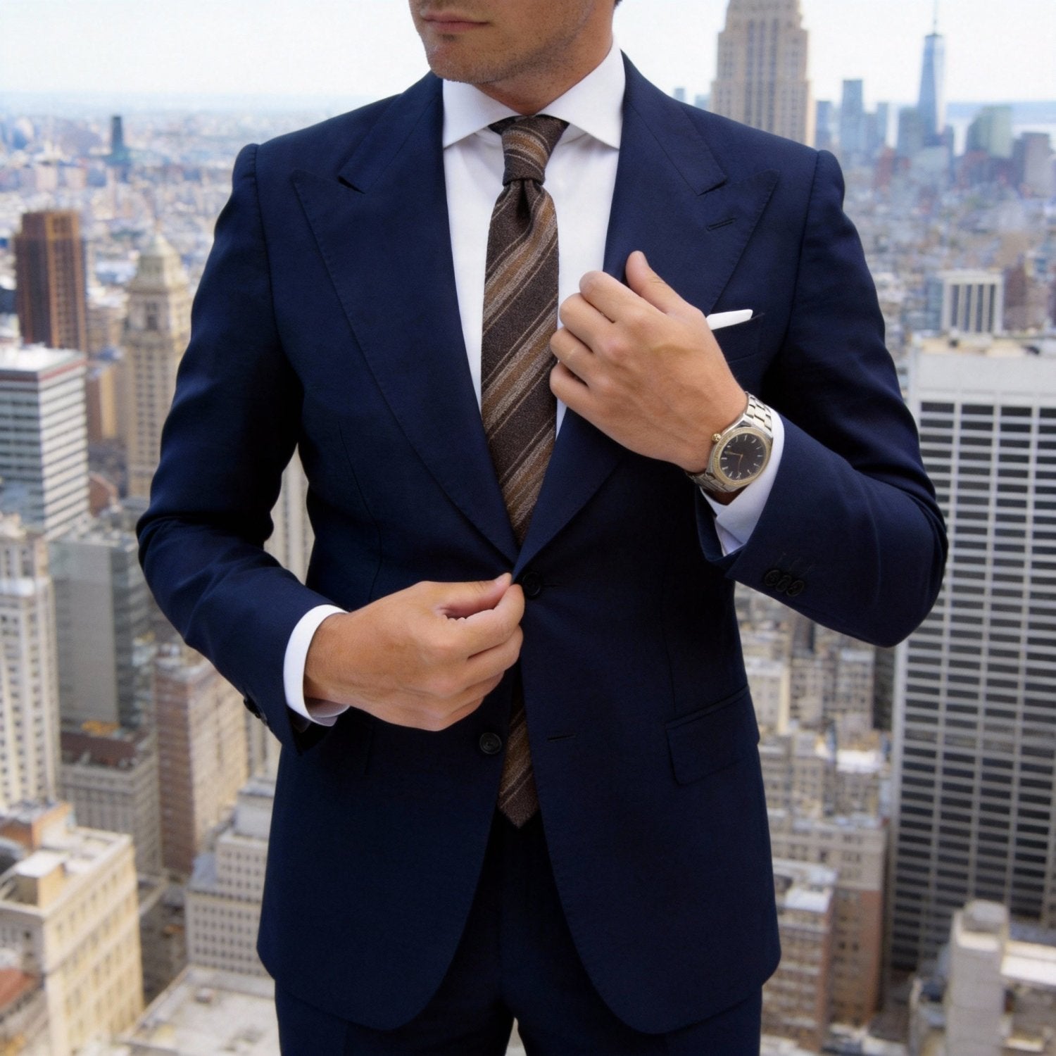 Brown with Light Brown Stripes Necktie