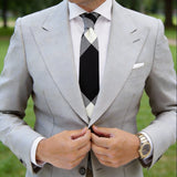 Black with Light Gray & Off-White Checkered Necktie