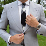 Black with Light Gray & Off-White Checkered Necktie