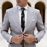 Black with Golden Brown Floral Necktie