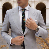 Black with Golden Brown Floral Necktie