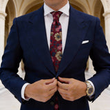 Burgundy With Beige Floral Necktie
