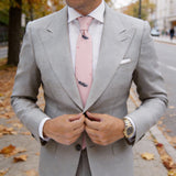 Light Pink with Dark Blue Feather Necktie