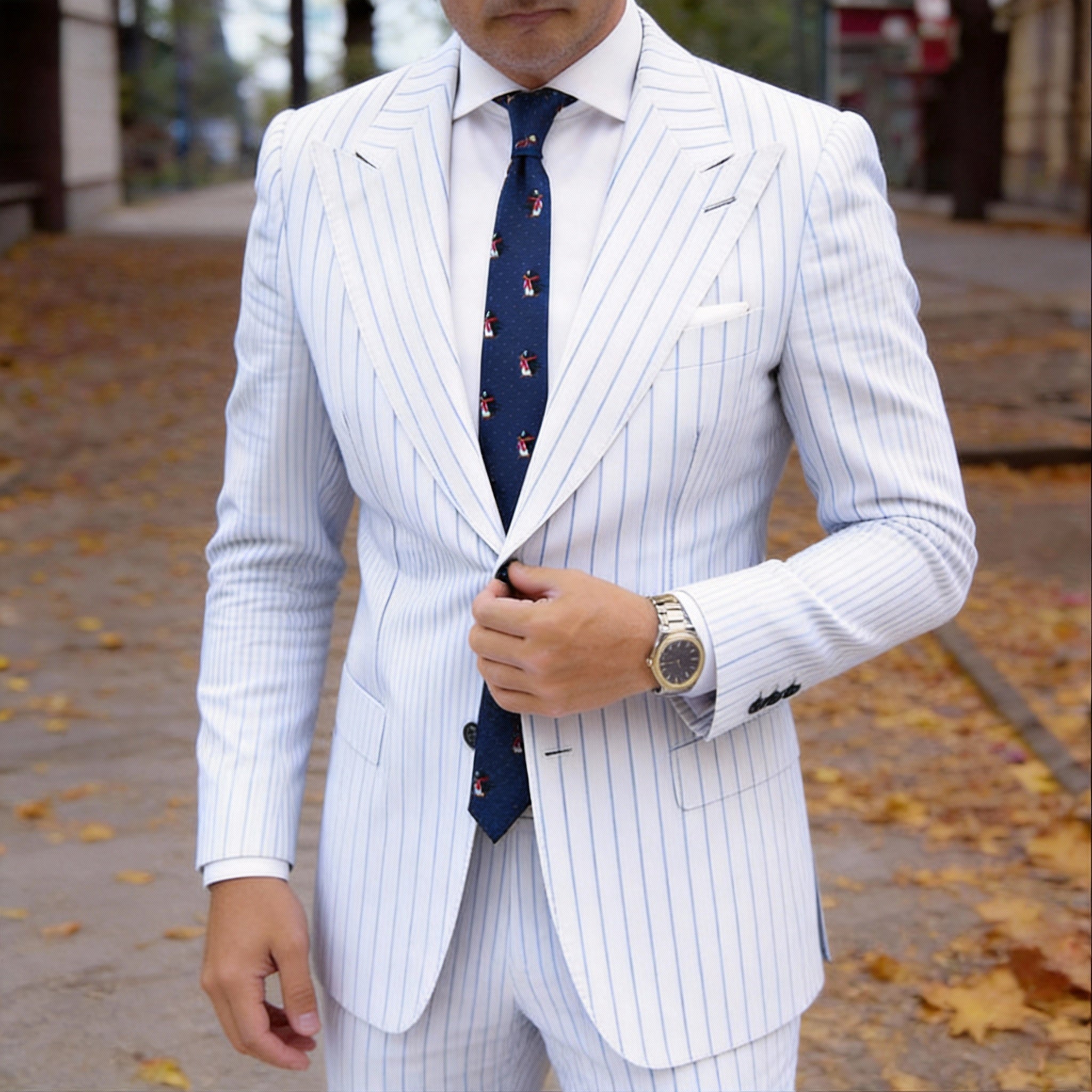 Dark Blue With Red Penguin Necktie