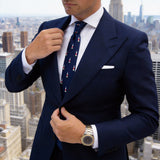 Navy Blue with White and Red Lighthouse Necktie