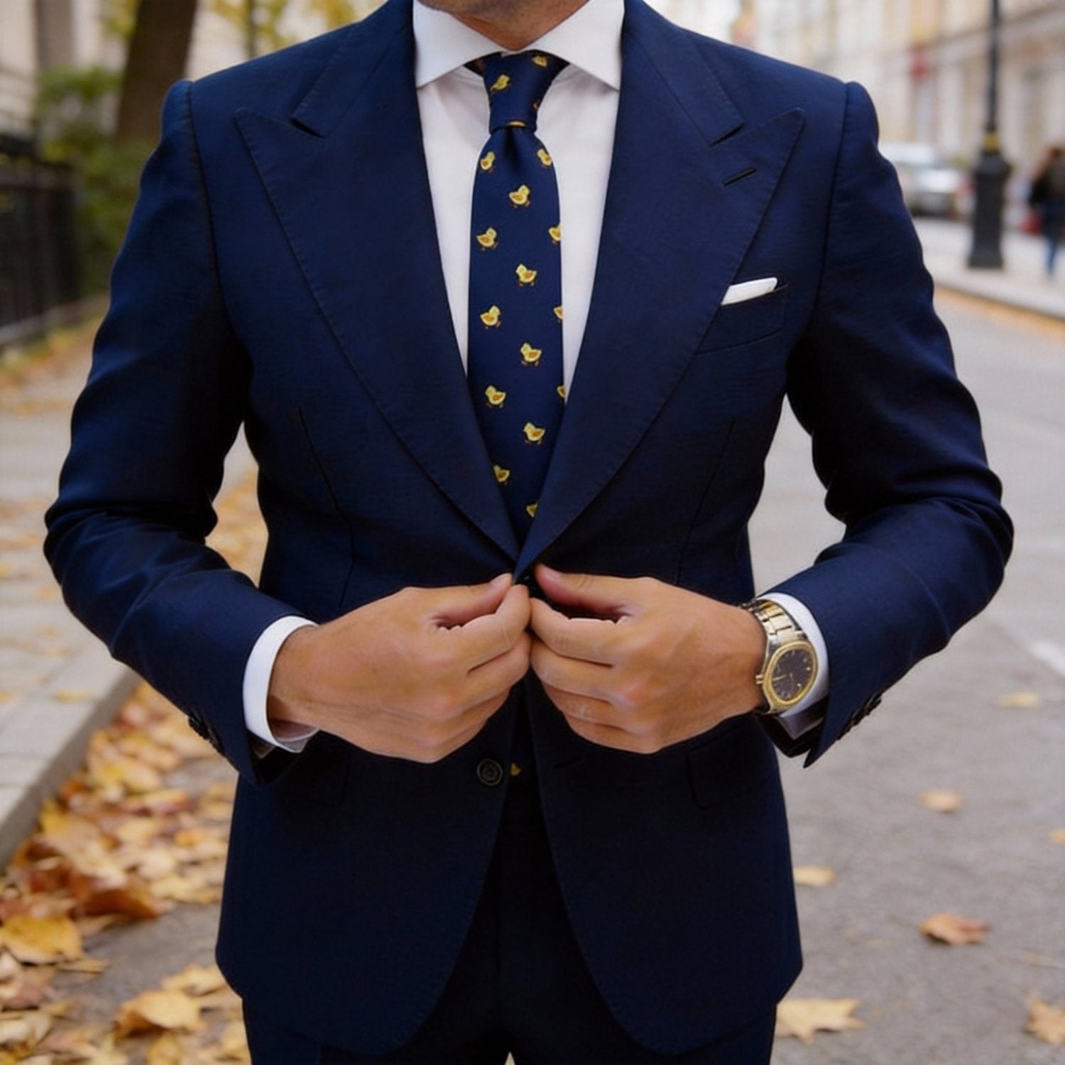 Navy Blue With Yellow Chicks Necktie