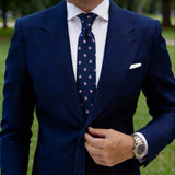 Navy Blue With Pink Striped Fish Necktie