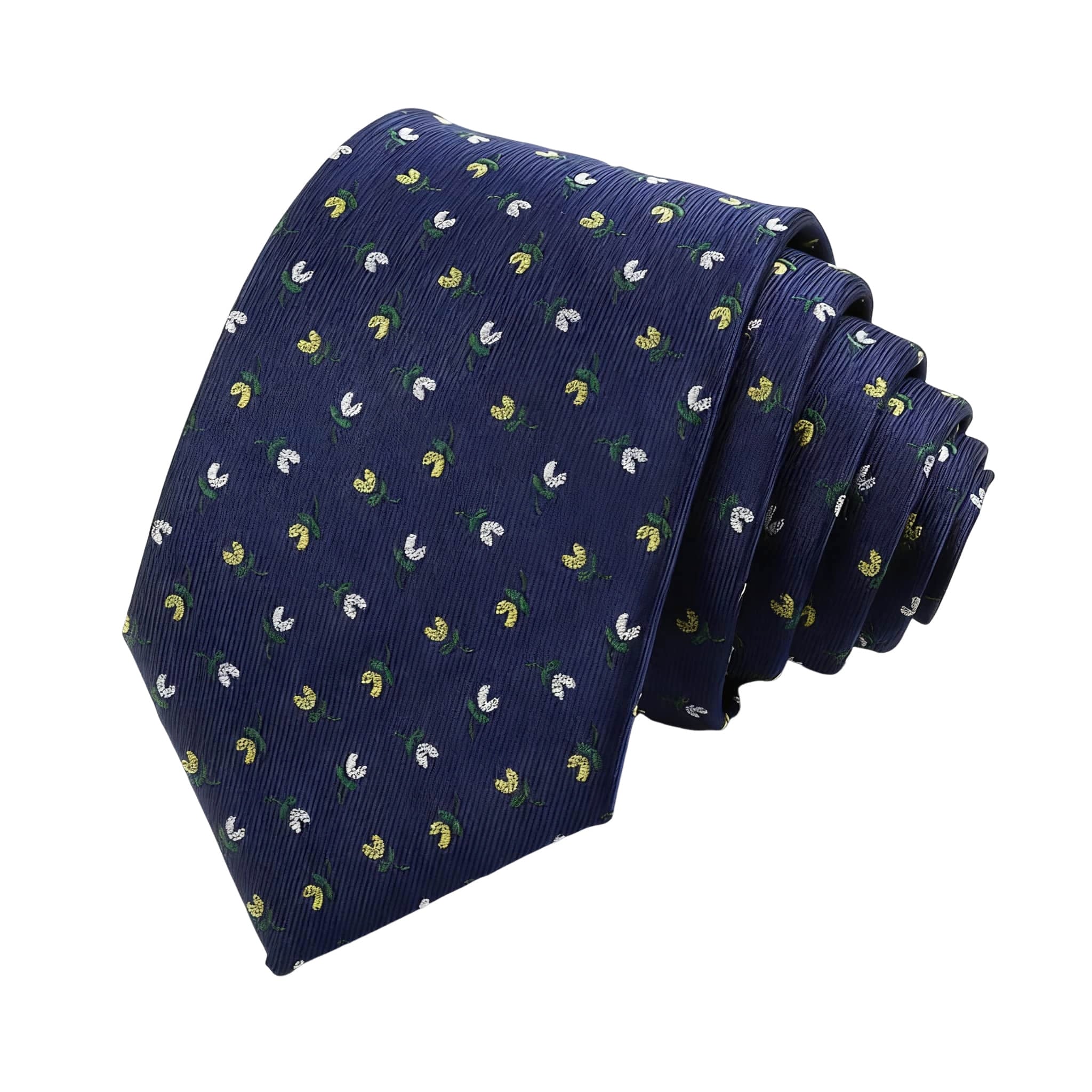 Navy Blue Yellow Floral Necktie
