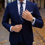 Dark Blue with Red & White Football Players Necktie