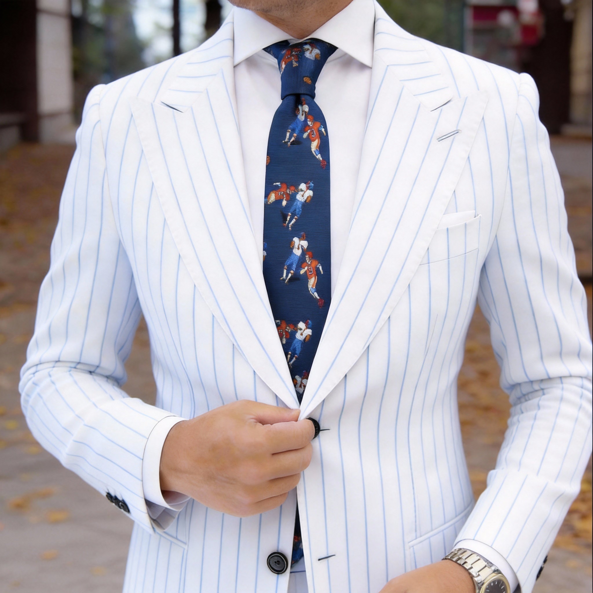 Blue Orange Football Necktie