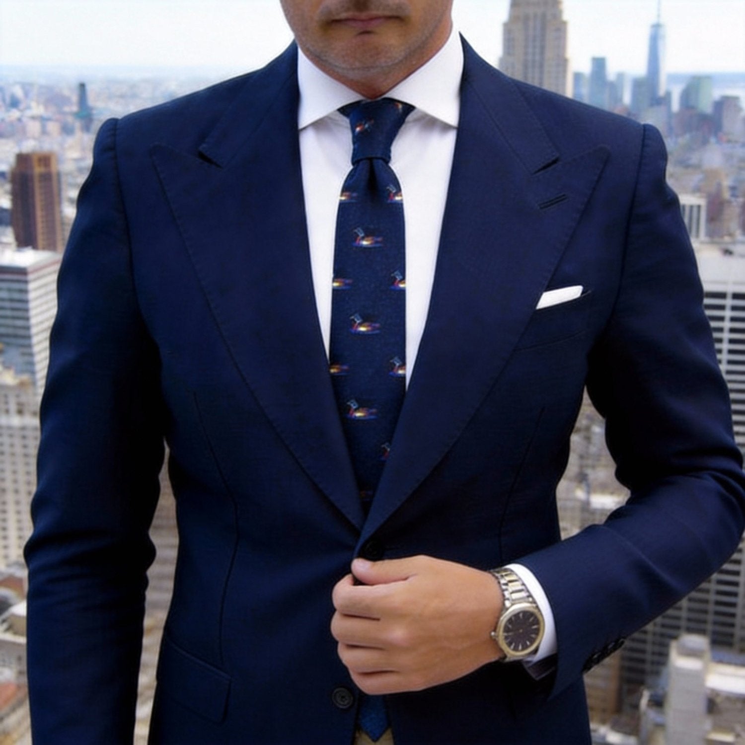 Navy Blue with Colorful Duck Necktie