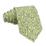 Green Beige Floral Necktie