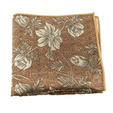 Brown Silver Floral Pocket Square