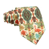 Beige Green Tropical Necktie