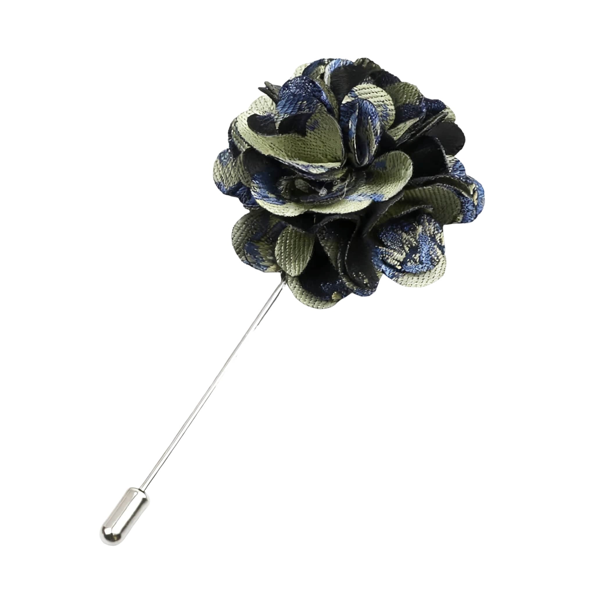 Black Blue Floral Lapel Pin