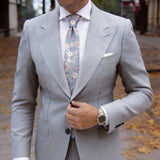 Light Grayish Purple With Pink Ditsy Floral Necktie