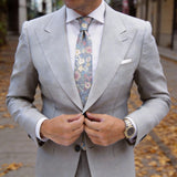 Light Grayish Purple With Pink Ditsy Floral Necktie