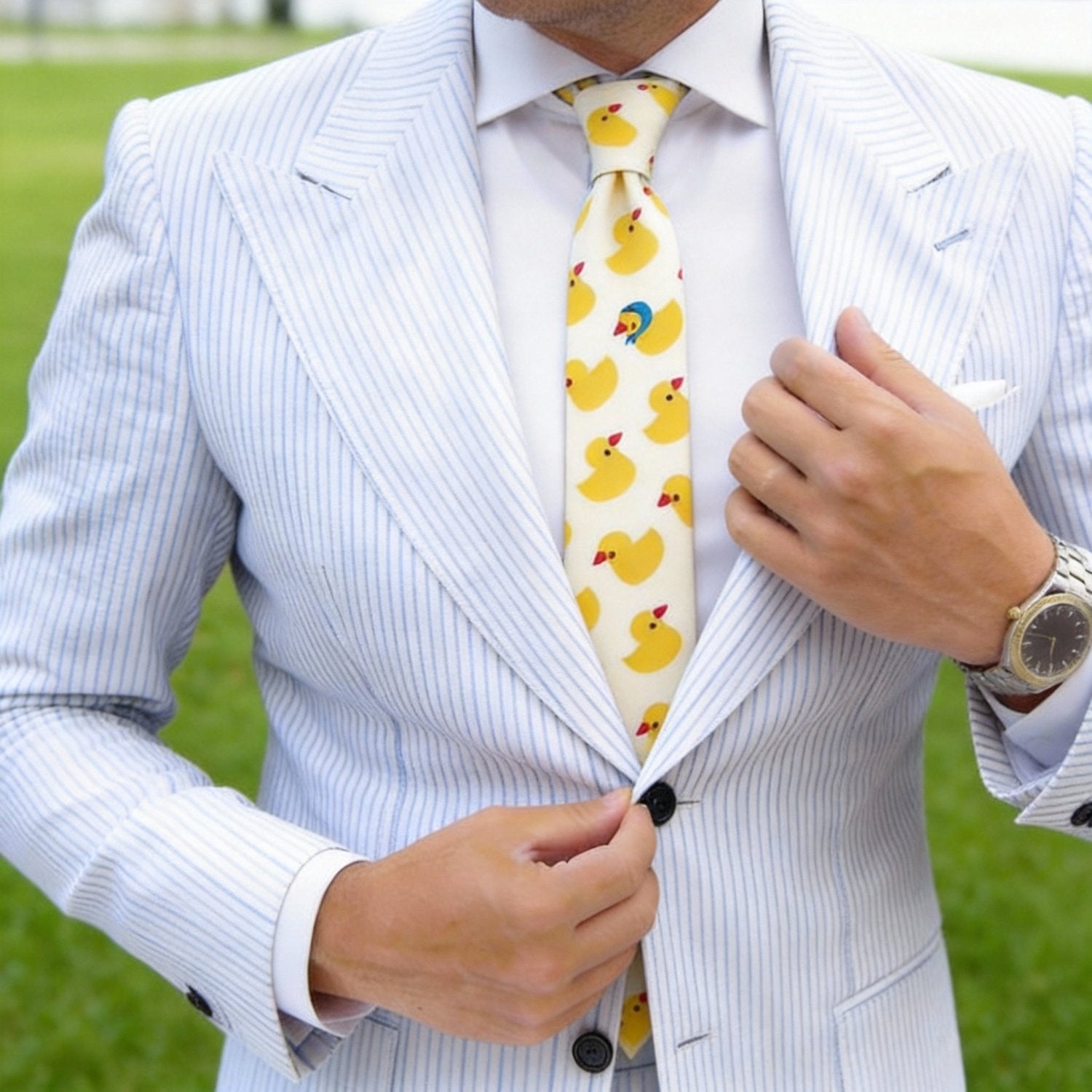 Off-White With Yellow Rubber Duck Necktie