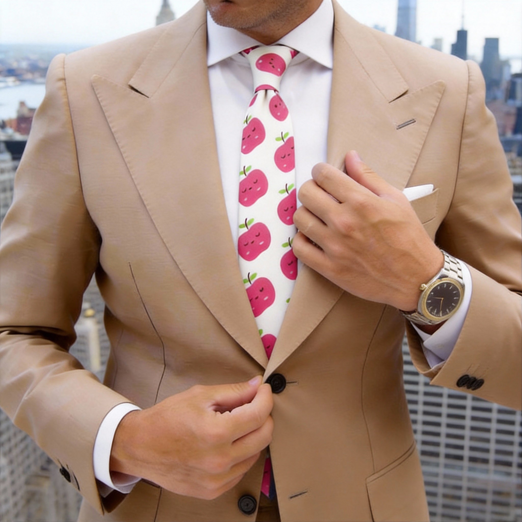 Off-White With Pink Apple Necktie