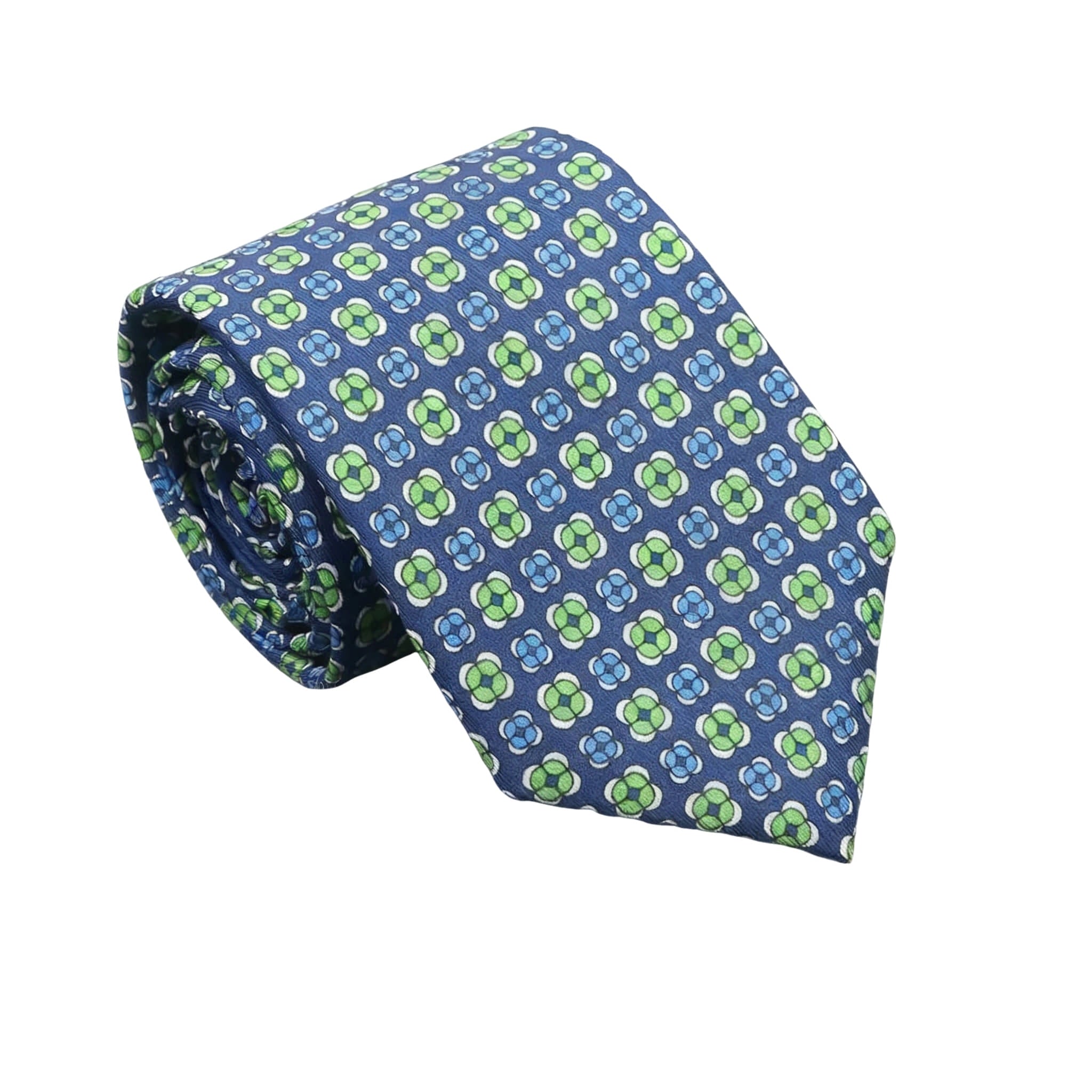 Blue Green Geometric Necktie