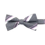 Gray White Striped Bowtie