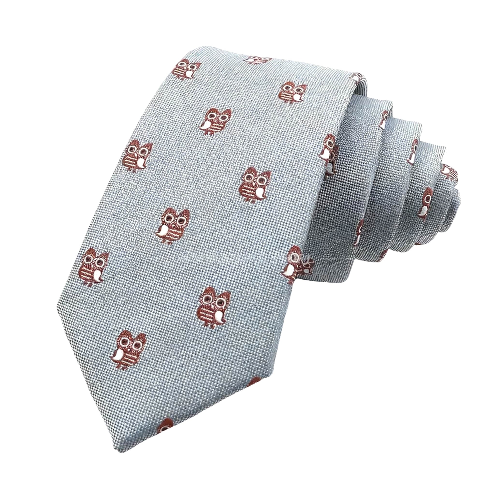 Gray Brown Owl Necktie